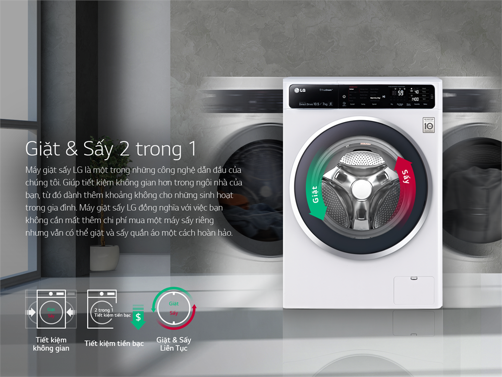 Máy giặt 9Kg LG FC1409S2E lồng ngang