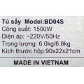 Máy Sấy Quần Áo Benny BD-04S, 1500W, Inox