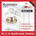 Đèn sưởi 1 bóng Kottmann K1A 275W 20x20cm