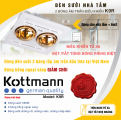 Đèn sưởi 2 bóng Kottmann K9R 550W điều khiển từ xa