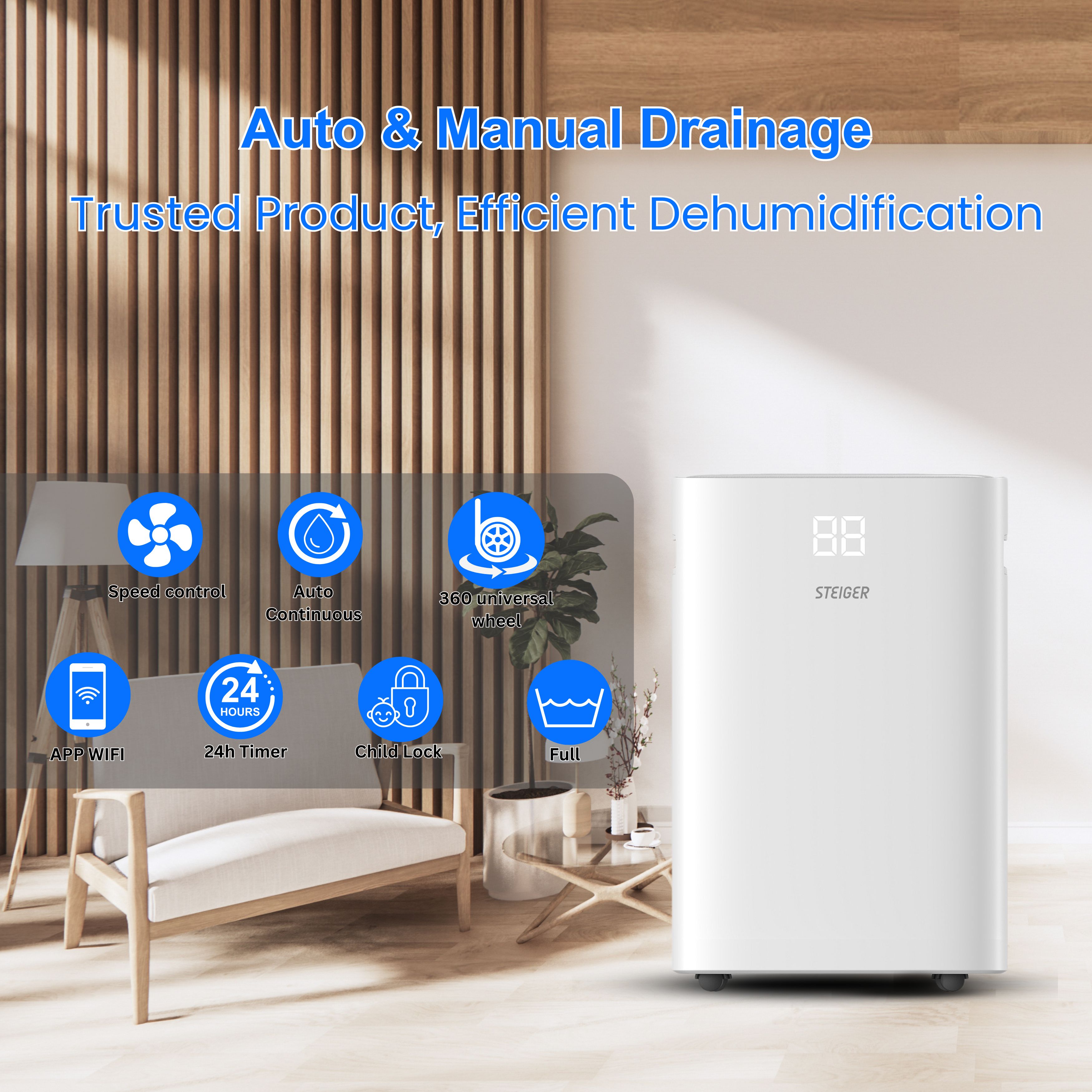 Máy hút ẩm Steiger STG - 836DW 36 lít