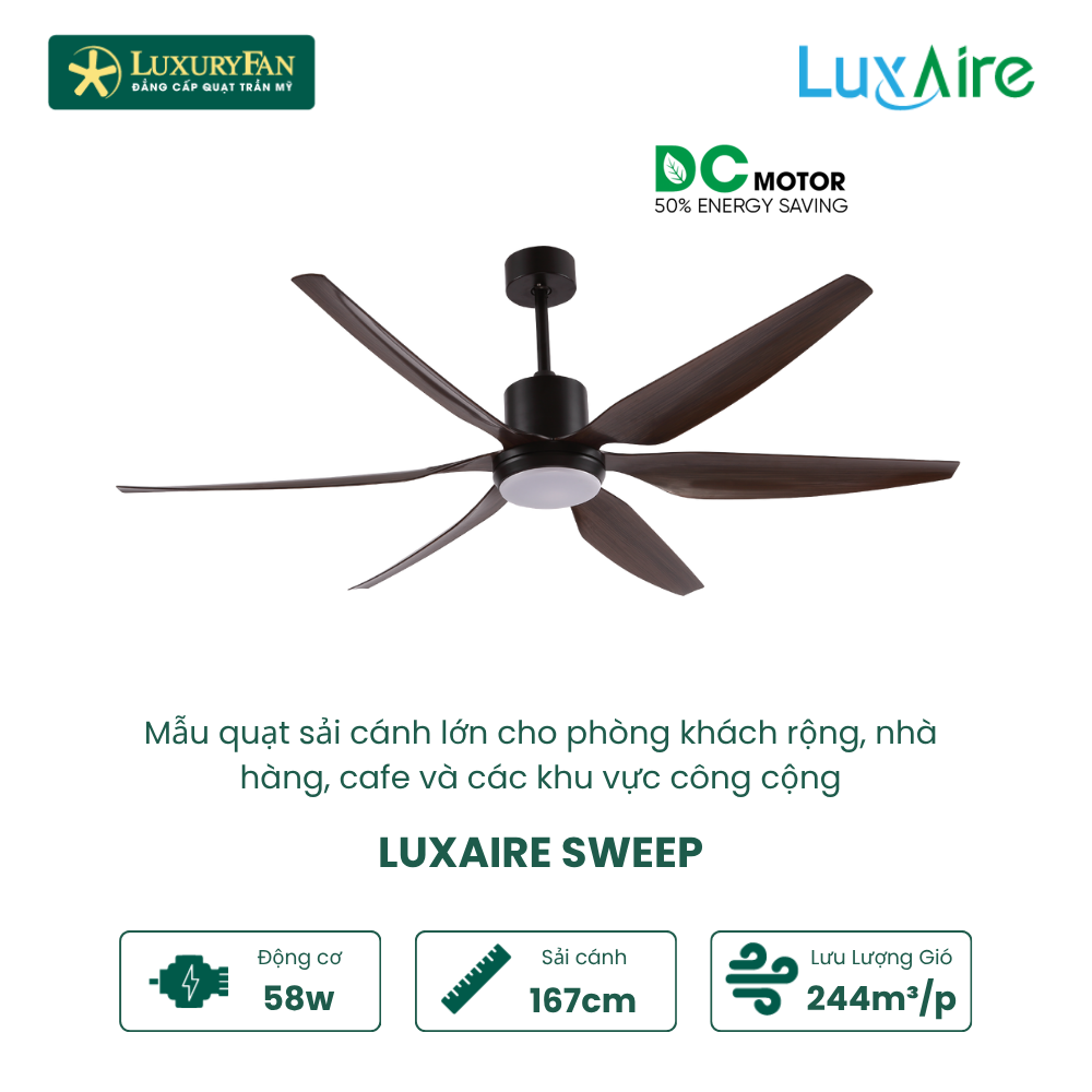 Quạt trần LuxuryFan LUXAIRE SWEEP 66”