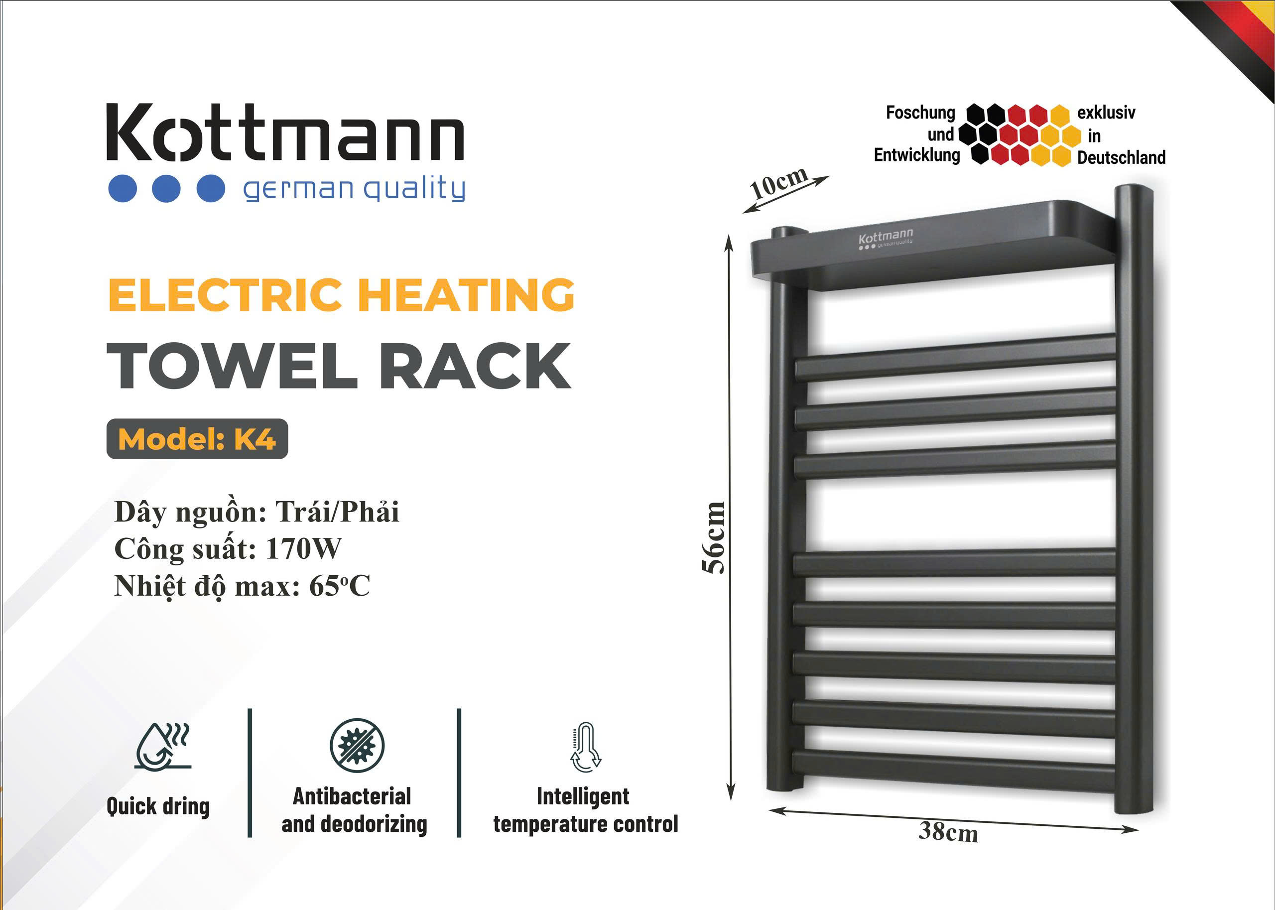 Giá Sấy Khăn Kottmann K4 170W