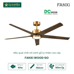 Quạt trần LuxuryFan Fanxi Wood Go Vàng Gold 152cm 40W LED